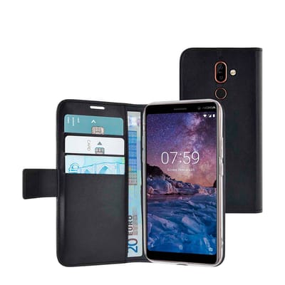 Azuri walletcase met magnetische sluiting zwart voor Nokia 7 plus