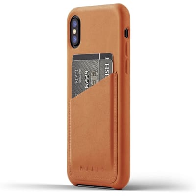 Mujjo Full Leather Wallet Case Tan iPhone X