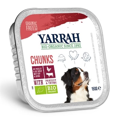 Yarrah dog alu brokjes rund met peterselie / tijm in saus graanvrij