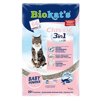 Biokat's classic kattenbakvulling met babypoeder geur
