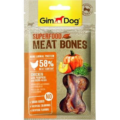 Gimdog Superfood Meat Bones Kip Pompoen en 70 gr