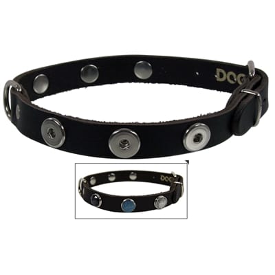 Halsband voor hond leer buttons zwart 55 Art cm