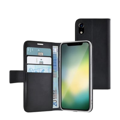 Azuri walletcase with magnetic closure and 3 cardslots zwart voor iPhone Xr